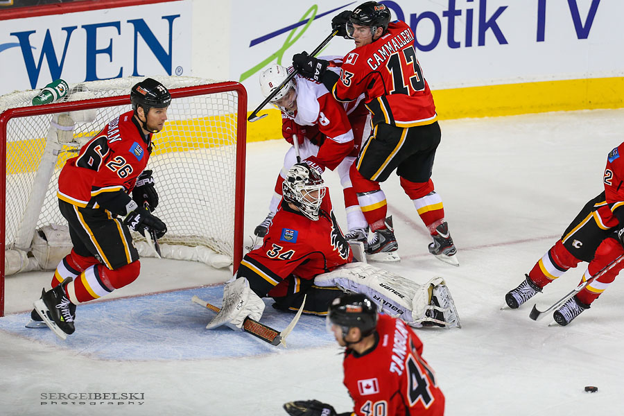 nhl hockey calgary flames vs detroit red wings sergei belski photo